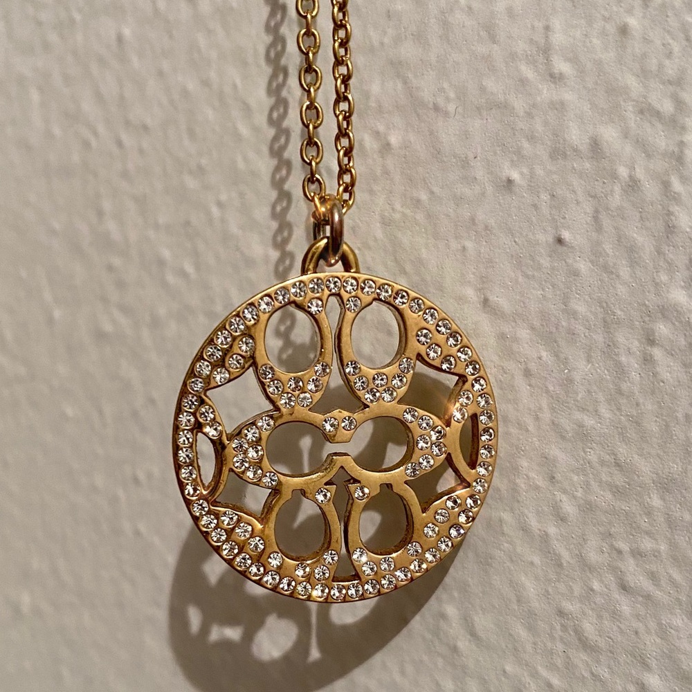 Authentic Coach Signature Logo Pave Pendant